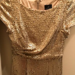 Adrianna Papell gold sequin dress 4p